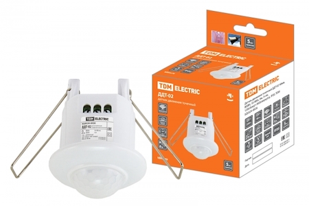 TDM ELECTRIC SQ0324-0026 Датчик движения точечный ДДТ-02 40мм, 800Вт, 10-900с, 6м, 3+лк, 120(сбоку)+360(сверху)гр, IP20, TDM